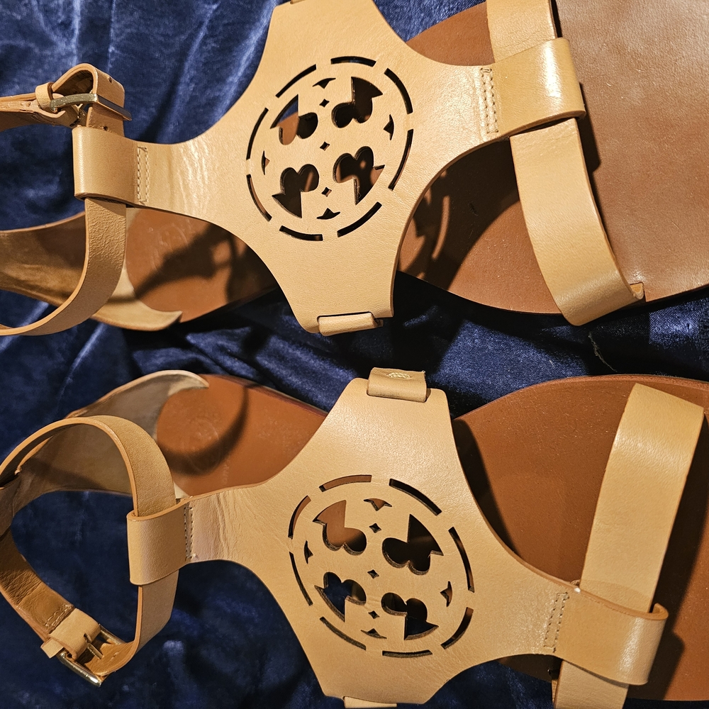 Women's Tan Leather Sandals.  TORY BURCH